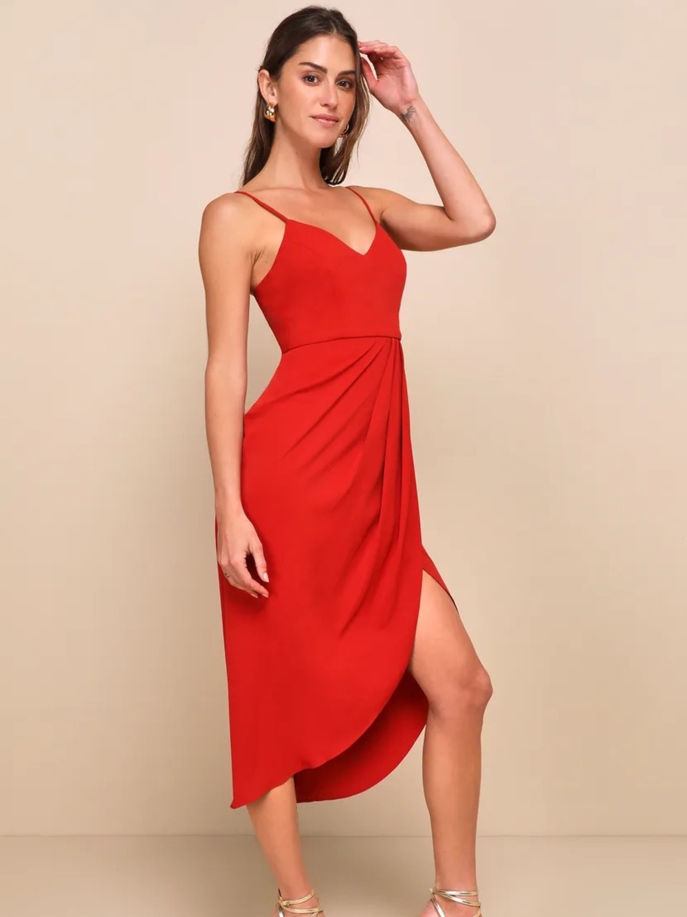 NWT Lulus Reinette Rust Red Midi Dress Size S